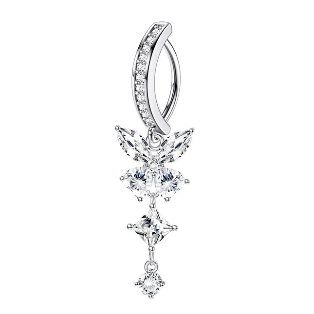 Exquisite Butterfly Belly Button Sexy Body Piercing Jewelry For Women Zircon Navel Barbell Fashion Belly Rings Gifts