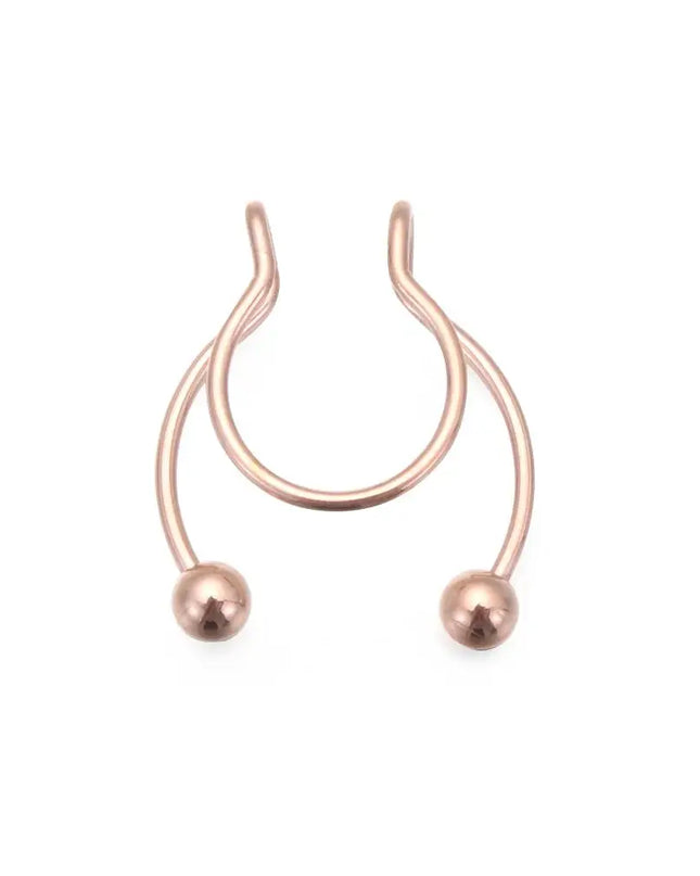 Women Colorful Fake Septum Jewelry Nose Ring Non Piercing Stainless Steel