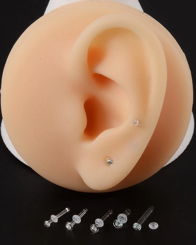 1PC Glass Nose Helix Studs Transparent Straight Curved Nose Ring Prevent Allergy Nariz Tragus Navel Piercing Body Jewelry