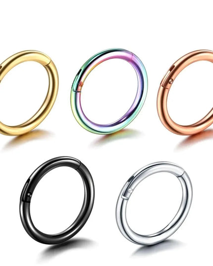 Nose Rings Septum Piercing Clicker Nose Hoops Piercings Titanium Hinged Segment Rings Helix Piercing Unisex Body Jewelry Earring