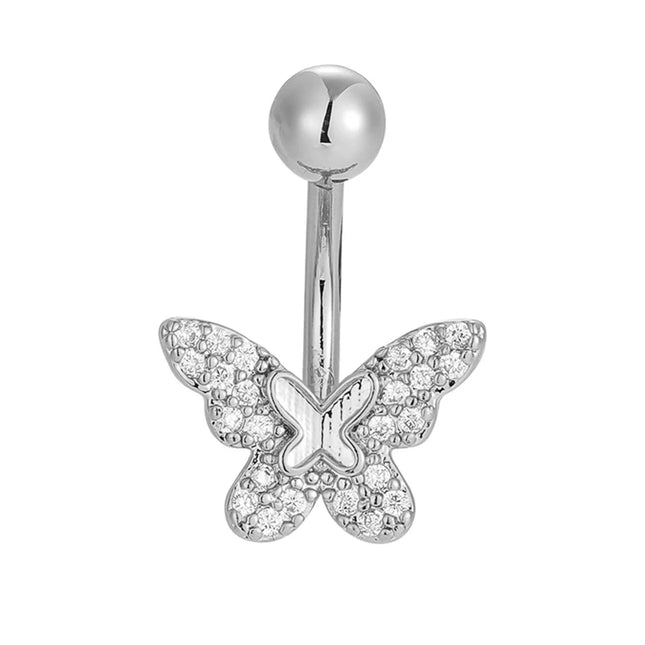 1PC 14G Surgical Steel Belly Button Rings Bow Butterfly Snake Cubic Zirconia Belly Button Barb Ombligo Piercing Jewelry