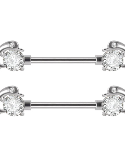 1Pair Sword Cross Nipple Piercing Barbell Surgical Steel Crystal Nipple Shield Cover Heart Butterfly Nipple Ring Body Jewelry14G
