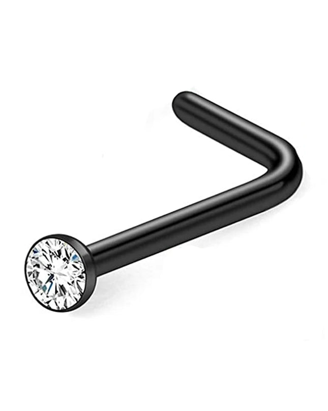 1Pcs 20G Nose Rings Hoop Surgical Stainless Steel Studs Screw L Shaped Nose Piercing Jewelry Women Black Woman and Man