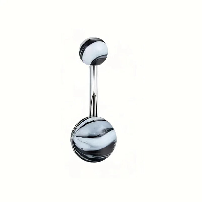 Black Belly Button Rings 10mm Surgical Steel 14G Belly Navel Rings Heart Zircon Crystal Turquoise Acrylic Belly Piercing Jewelry