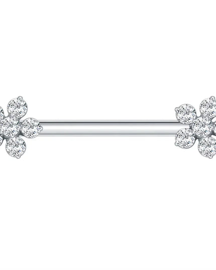 1Pc G23 Titanium Nipple Ring Straight Barbell Piercing Zircon Internally Threaded Nipple Bars Piercing Ring Women Body Jewelry