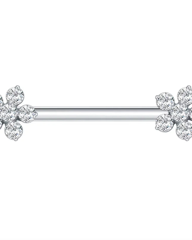 1Pc G23 Titanium Nipple Ring Straight Barbell Piercing Zircon Internally Threaded Nipple Bars Piercing Ring Women Body Jewelry