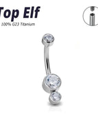 White zircon / Navel & Bell Button Rings / (14G) 1.6x10x4x6mm|body