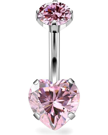 G23 Titanium Heart Shaped Belly Button Ring 14G Clear CZ Women's Navel Piercing Hypoallergenic Sexy Body Jewelry