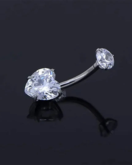 Fashion Heart Belly Button Piercing Crystal Sexy Titanium Steel Belly Navel Rings Belly Piercing