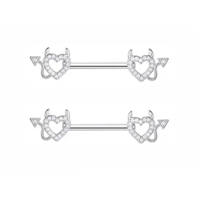1Pair Pink Butterfly Nipple Piercing Jewelry Shiny Crystal Nipple Rings For Women Girls Heart Nipple Barbells Piercing Pezon