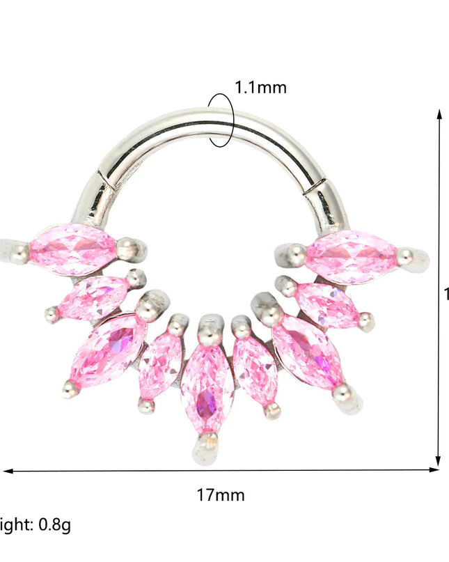 1/4 Pcs 316 Stainless Steel Closed Hinge Inlaid Purple, Pink, White, Orange 5A Zircon Pierced Nose Ring Earrings