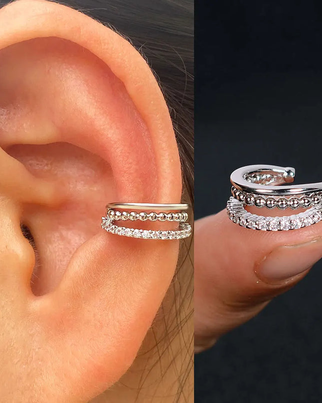 1Piece Zircon Charming Clip On Earrings Ear Cuff Without Piercing Women Geometric C Shape Earscreen Earcuffs Wrap Climb Earring