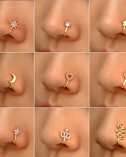 Men Women Nose Ring Clip Fake Septum Piering Rock Hip Hoop Punk Stainless Steel Body Jewelry Non Perforation Nose Clip Ring 2026