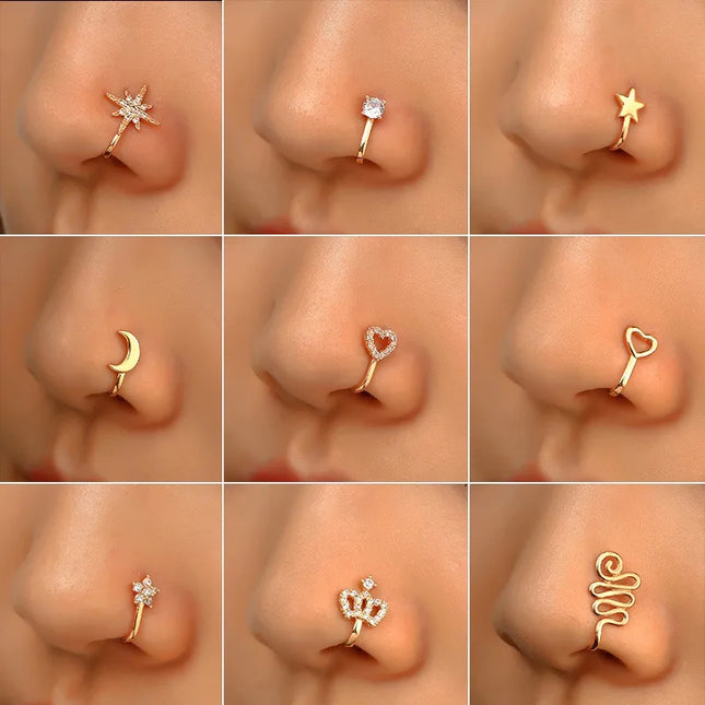 Men Women Nose Ring Clip Fake Septum Piering Rock Hip Hoop Punk Stainless Steel Body Jewelry Non Perforation Nose Clip Ring 2026