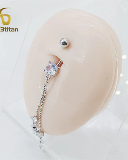 Long Belly Button Rings for Women 14G Titanium Bar Butterfly Heart Charms Dangle Navel Piercing Jewelry Beach Sexy Accessories