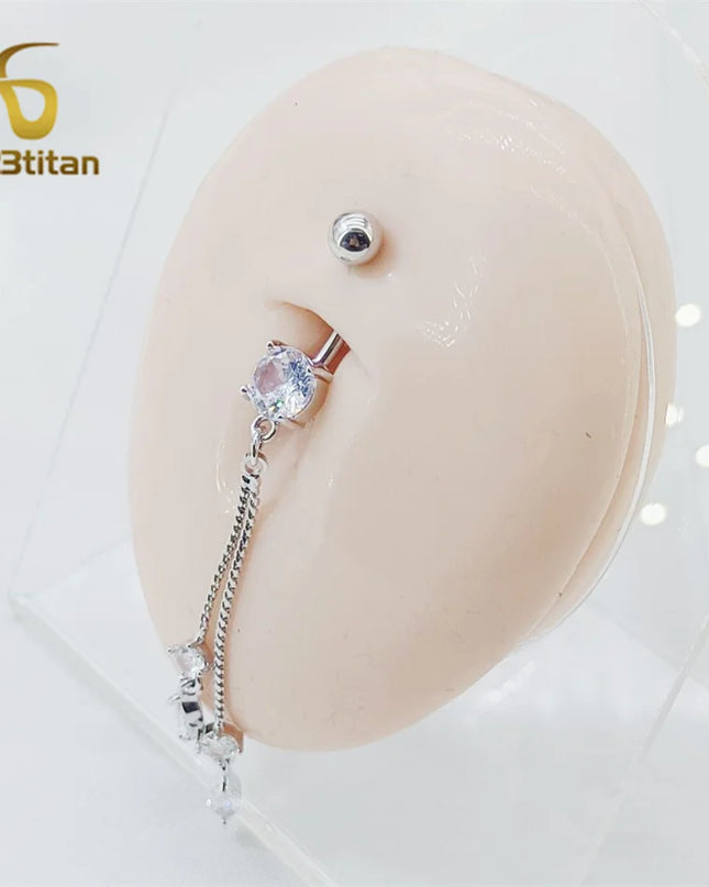 Long Belly Button Rings for Women 14G Titanium Bar Butterfly Heart Charms Dangle Navel Piercing Jewelry Beach Sexy Accessories