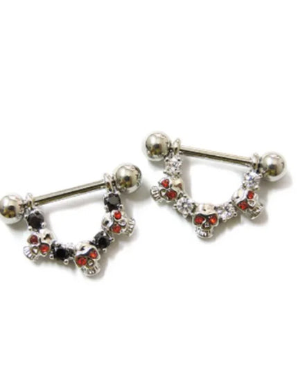 1 PC 14G Cool Skull Nipple Piercing Sexy Zircon Piercing  Pezon Women Bar Rings Body Jewelry Piercings Mamilo Hombre