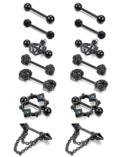 Punk rock sexy black rose nipple ring, body puncture nipple jewelry, women's sexy accessory gift