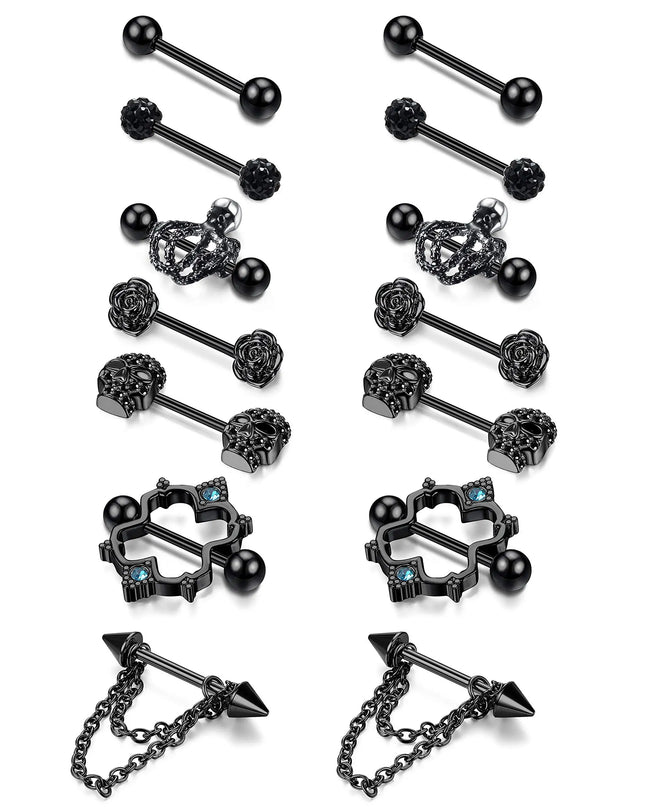 Punk rock sexy black rose nipple ring, body puncture nipple jewelry, women's sexy accessory gift