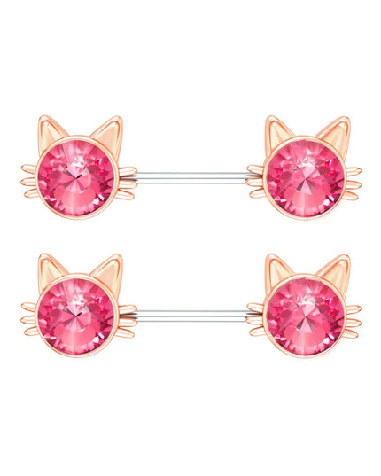 2pcs Lettering Sexy Nipple Piercing Jewelry Buttefly Cat Flower Dangled Stainless Steel Nipple Rings for Women Girls 1.6*16mm