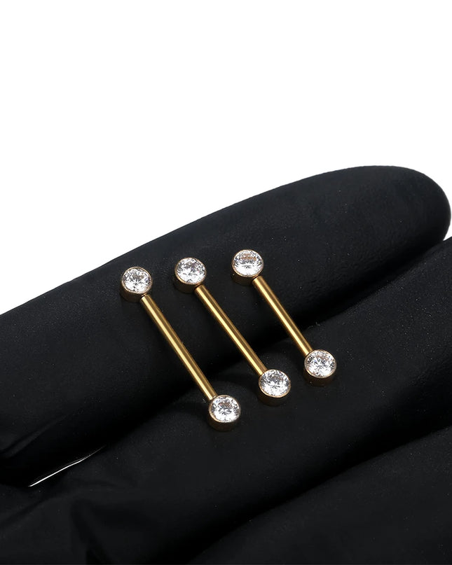 1/2Pcs Titanium Nipple Piercing Jewelry CZ Bezel Tongue Nipple Bars Piercing for Breasts Sexy Piercing Mamilo for Women 12-20mm