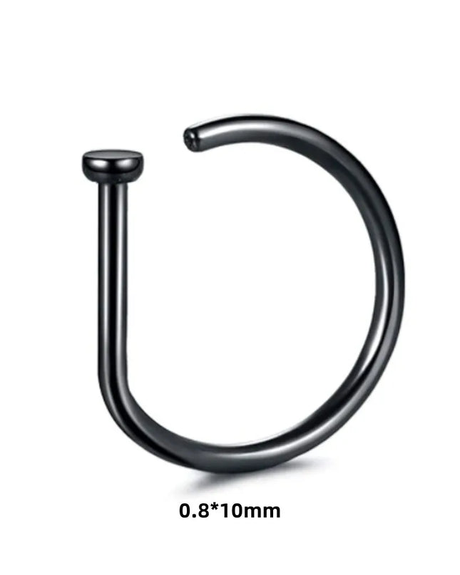 New Curved Barbells Fake Nose Piercing D Shaped Tragus Helix Stud Earring Hoop Septum Stainless Steel Ring Nostril Body Jewelry