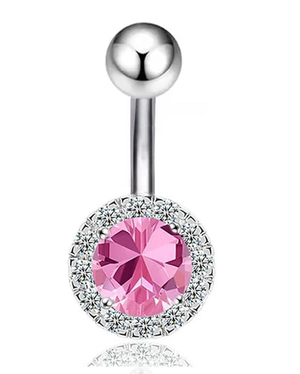 Sexy Pink Zircon Heart Belly Button Rings For Women Girls Fashion Stainless Steel Heart Navel Piercing Barbell Cute Belly Rings