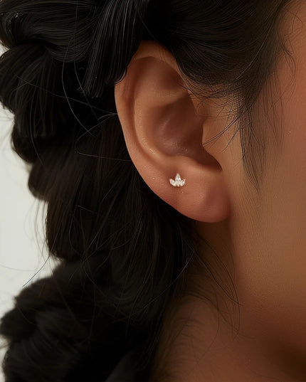 AIDE Heart Round Ball Flat Helix Piercing Earring 925 Sterling Silver Ear Studs Geometric Zircon Exquisite Trinket Studs Aretes