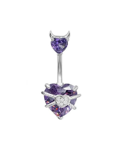 Belly Button Rings Mixed Purple Zircon Dangle Design Stainless Steel Durable Navel Rings for Daily Outfit Matching