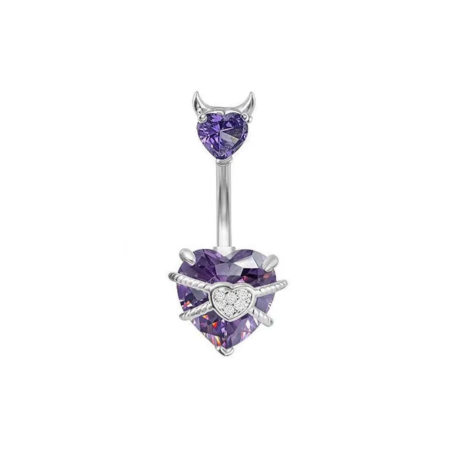 Belly Button Rings Mixed Purple Zircon Dangle Design Stainless Steel Durable Navel Rings for Daily Outfit Matching