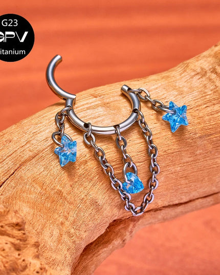 ASTM G23 Titanium Nasal Diaphragm Ring Chain Pendant Closed Loop Nose Ring Male Female Perforated Jewelry Earrings
