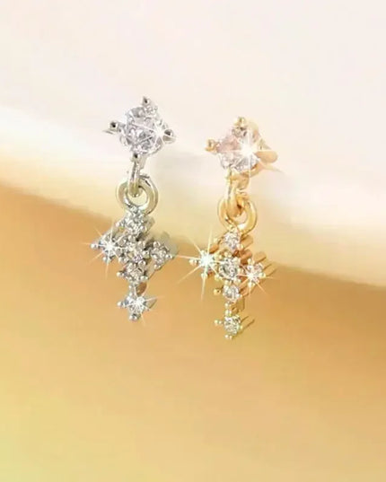 Dangle Nose Rings For Women Cross Zircon Nose Piercing Jewelry L Shape Nose Studs Body Jewelry Accessories