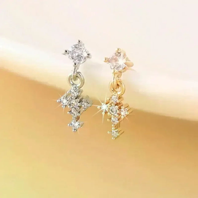 Dangle Nose Rings For Women Cross Zircon Nose Piercing Jewelry L Shape Nose Studs Body Jewelry Accessories
