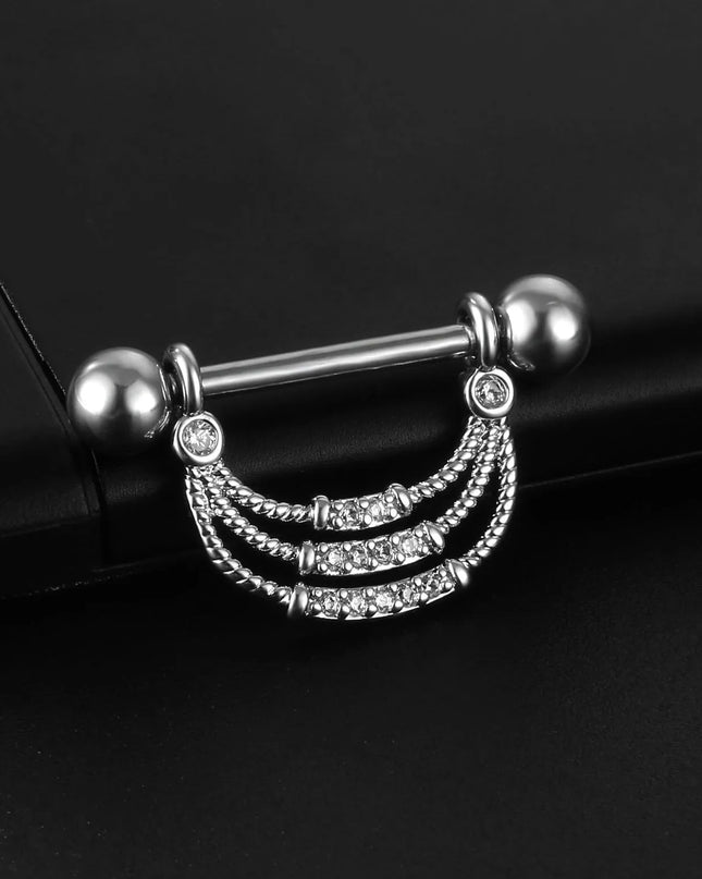 Sexy Nipple Ring Stainless Steel Zircon U Shape Barbell Nipple Studs Piercing Helix Piercing Body Papillary nail Jewelry