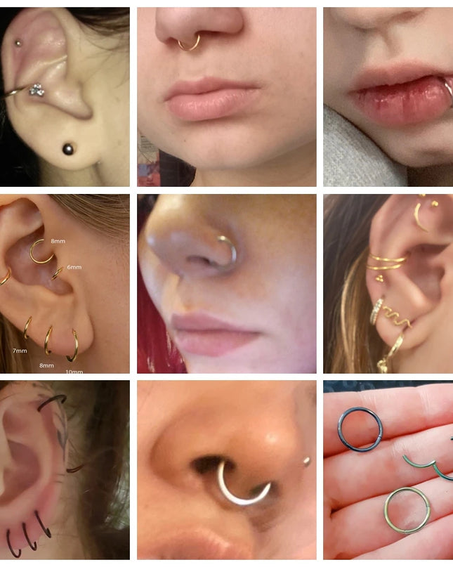 F136 Titanium Hinged Hoop Nose Rings 20G 18G 16G Septum Ring Body Piercing clicker Women and Men Cartilage Rook Earring Jewelry