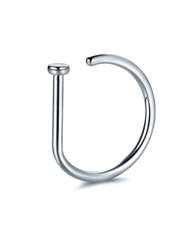 New Curved Barbells Fake Nose Piercing D Shaped Tragus Helix Stud Earring Hoop Septum Stainless Steel Ring Nostril Body Jewelry