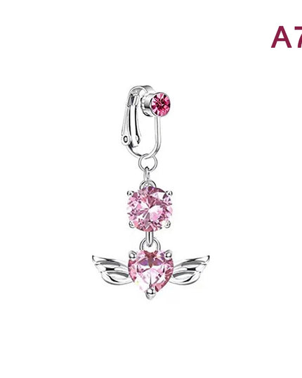 1Pcs Heart Belly Button Rings Pink 14G Women Fashion Belly Ring Dangle Cz Butterfly Punk Spider Navel Piercing Barbell Pircing