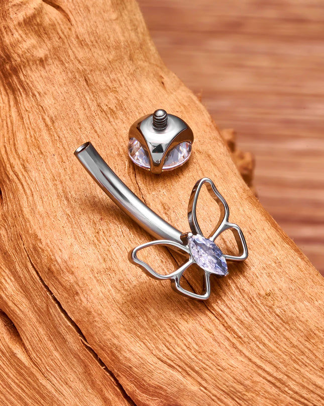 F136 G23 Titanium Belly Button Rings Hypoallergenic Internal Thread Butterfly Cloud Heart with Crystals Body Piercing Jewelry