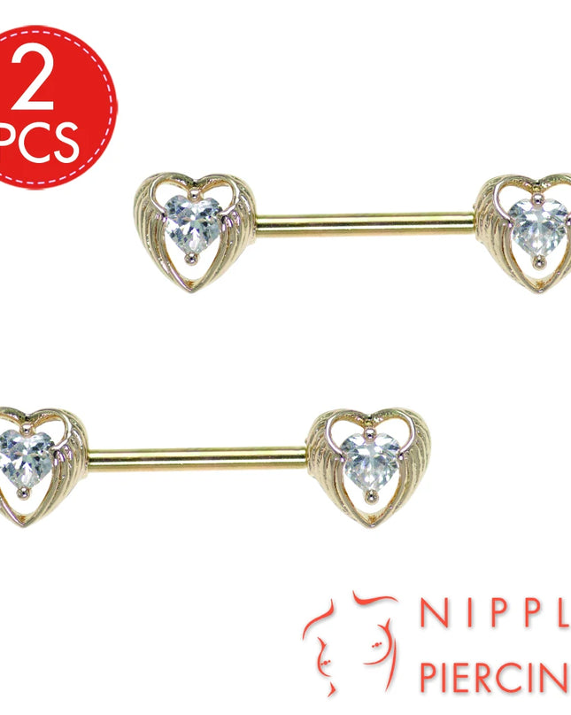 1Pair Surgical Steel Nipple Rings Nipple Piercing Bar Jewelry for Women Men with Sparkle CZ 14G Barbell Body Jewelry Accessories