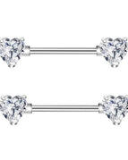 2pcs / Silver Heart2