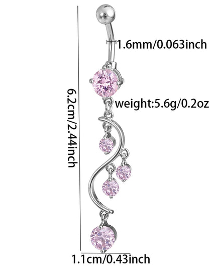 KUNIU 1PC Stylish Simple Long Zirconium Belly Button Nail Lady'S Body Piercing Jewelry Belly Ring Belly Jewelry