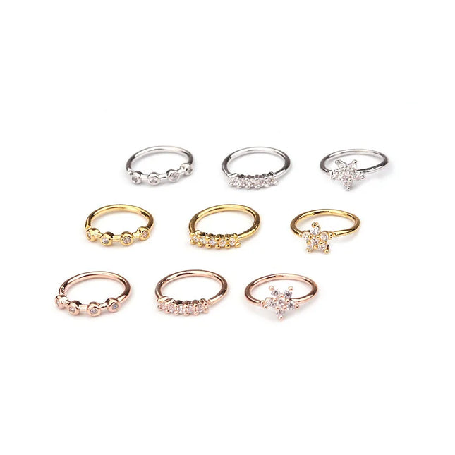 Nose Rings Hoops Set for Women Men, 20G Gold/Silver Hypoallergenic Surgical Stainless Steel Nose Hoops Hinged Clicker Rings