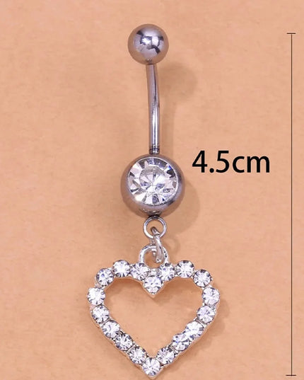 Stonefans Rhinestone Heart Belly Button Nails Body Piercing Jewelry Sexy Crystal Belly Button Ring Wholesale Jewelry for Women