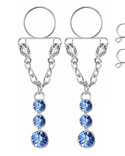 1 Pair New Fake Nipple Ring Sexy Tassel Crystal Butterfly Pendant For Women Girls Adjustable Faux Nipple Piercing Body Jewelry