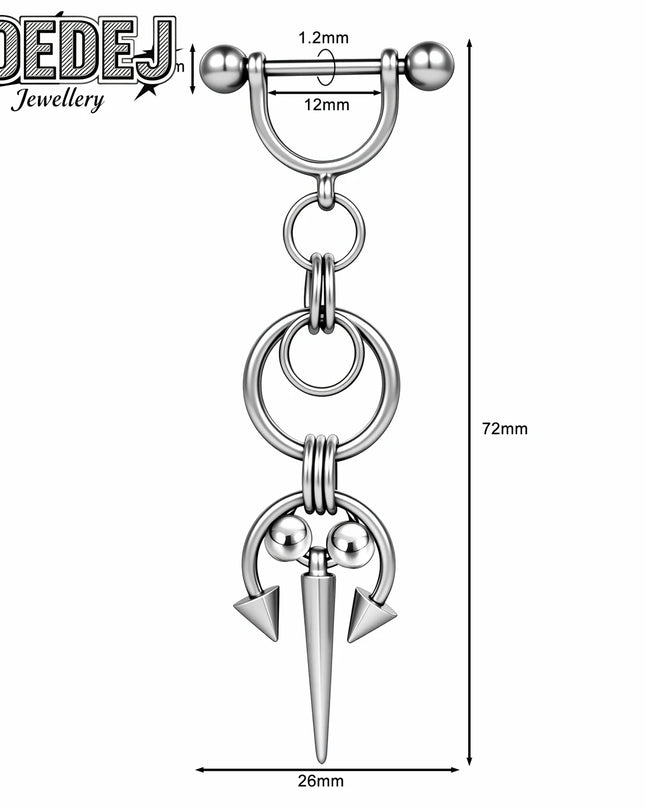 AOEDEJ 1 PC/1 Pair 14/16G Stainless Steel Nipple Rings Unisex Pendant Nipple Piercings Straight Rod Barbell Dangle Body Jewelry