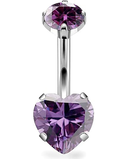G23 Titanium Heart Shaped Belly Button Ring 14G Clear CZ Women's Navel Piercing Hypoallergenic Sexy Body Jewelry