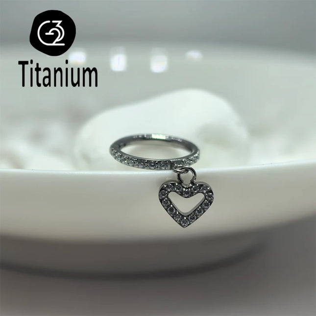 ASTM F136 Titanium Nose Rings Hoop Septum with CZ Flower Clicker Piercing Ear Cartilage Tragus Helix Rook Daith Earrings Jewelry
