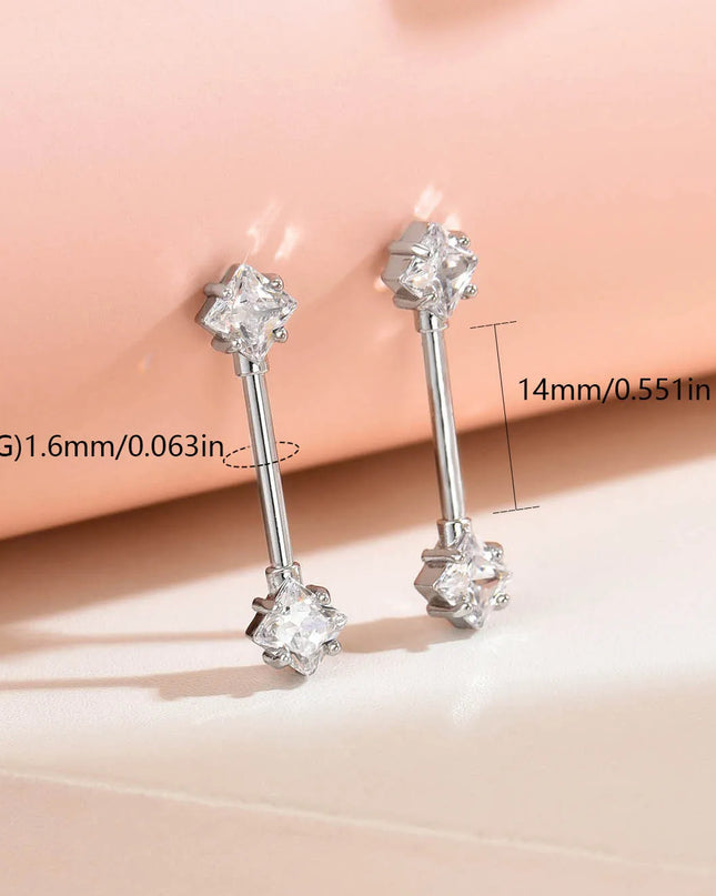 316L Stainless Steel Nipple Ring 14G Barbell Nipple Piercing Jewelry CZ Body Piercing Nipple Rings Unisex
