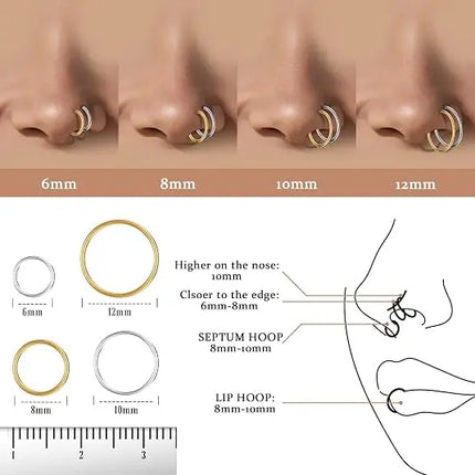Stainless Steel Hinged Nose Ring Clicker 10G-20G Septum Cartilage Tragus Helix Lip Hoop Piercing Body Jewelry Wholesale
