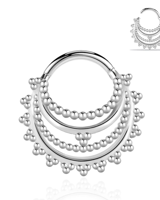 Doearko1PCS Elegant  Nose Rings Stainless Steel  Round Thorns Nose Rings Cartilage Hoop Earrings Segment Septum Clickers